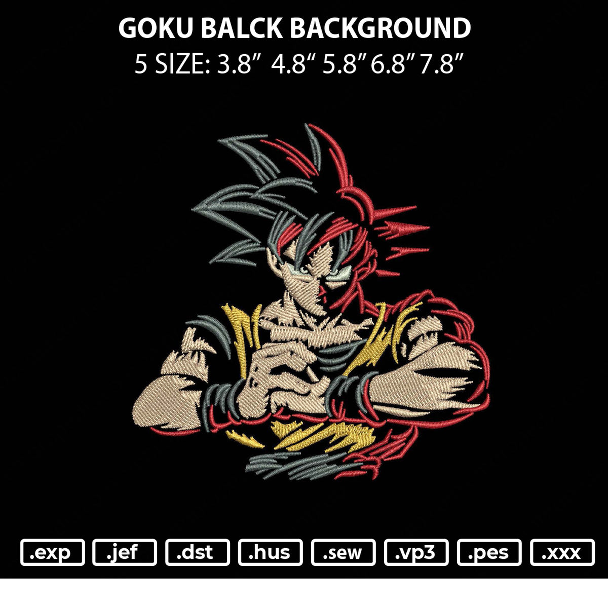 goku balck background Embroidery – embroiderystores