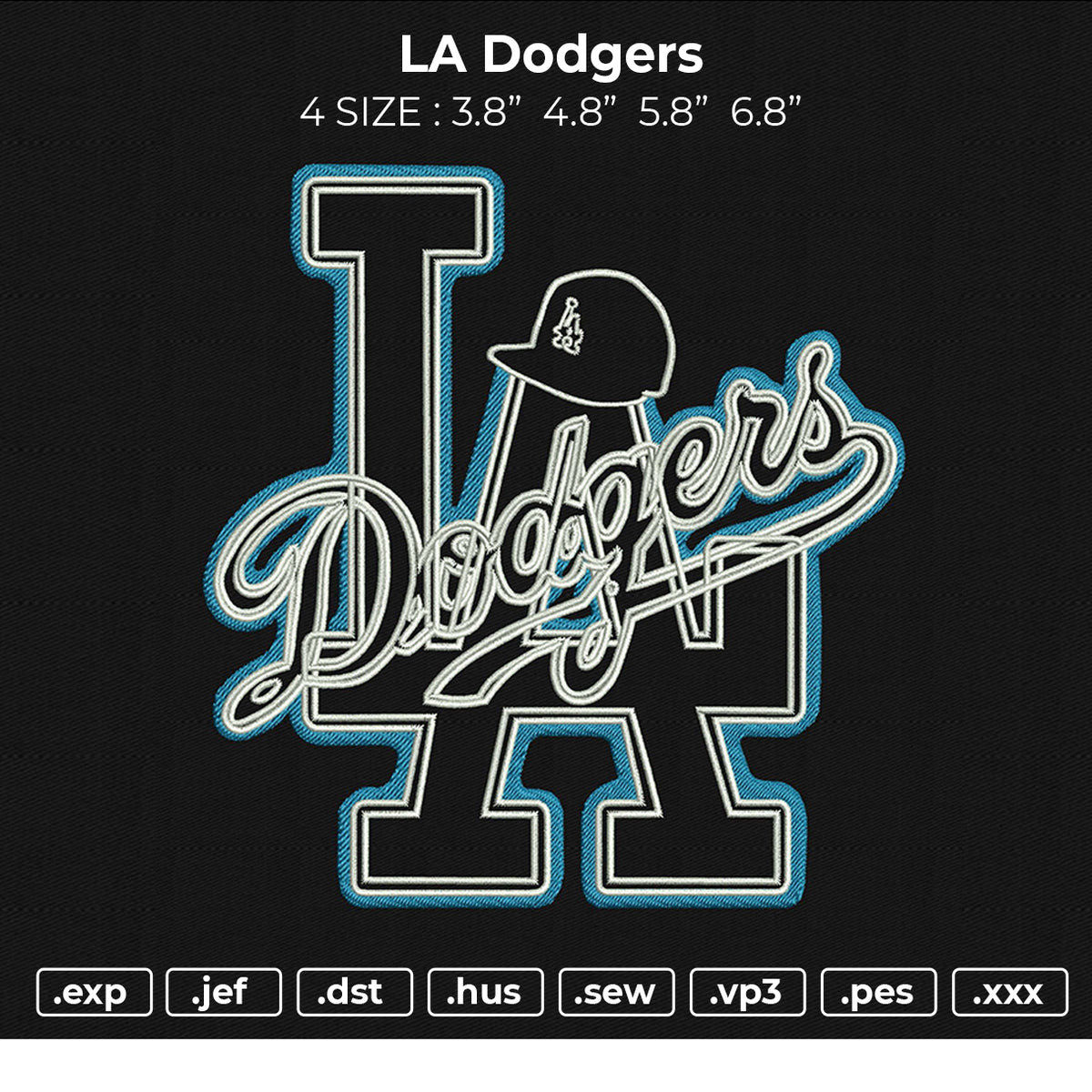 Los Angeles Dodgers Embroidery design, Dodgers logo Embroidery Files,  Dodgers Embroidery machine