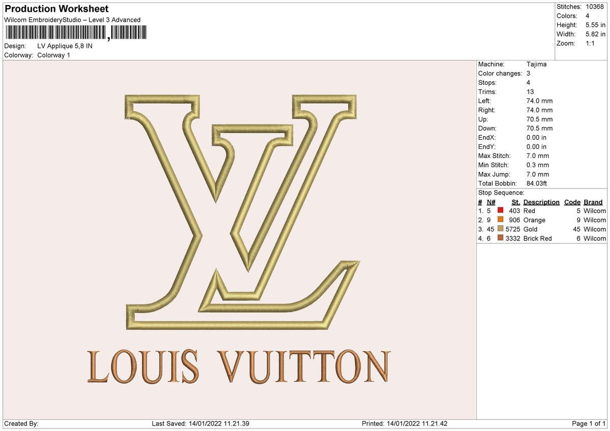 Machine Embroidery Design Louis Vuitton