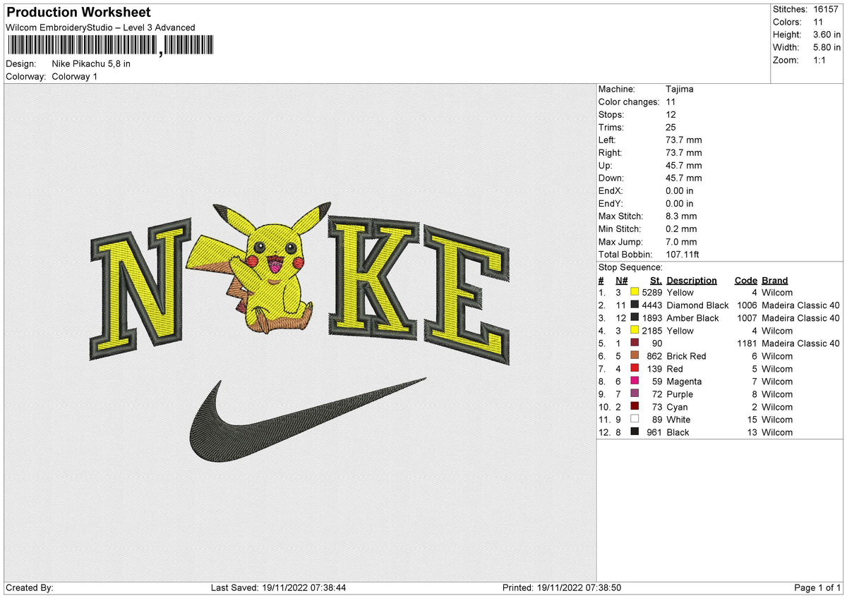 Nike Mew Embroidery Design File, Pokemon Anime Embroidery Design, Nike and  Mew Anime Pes Design Brother