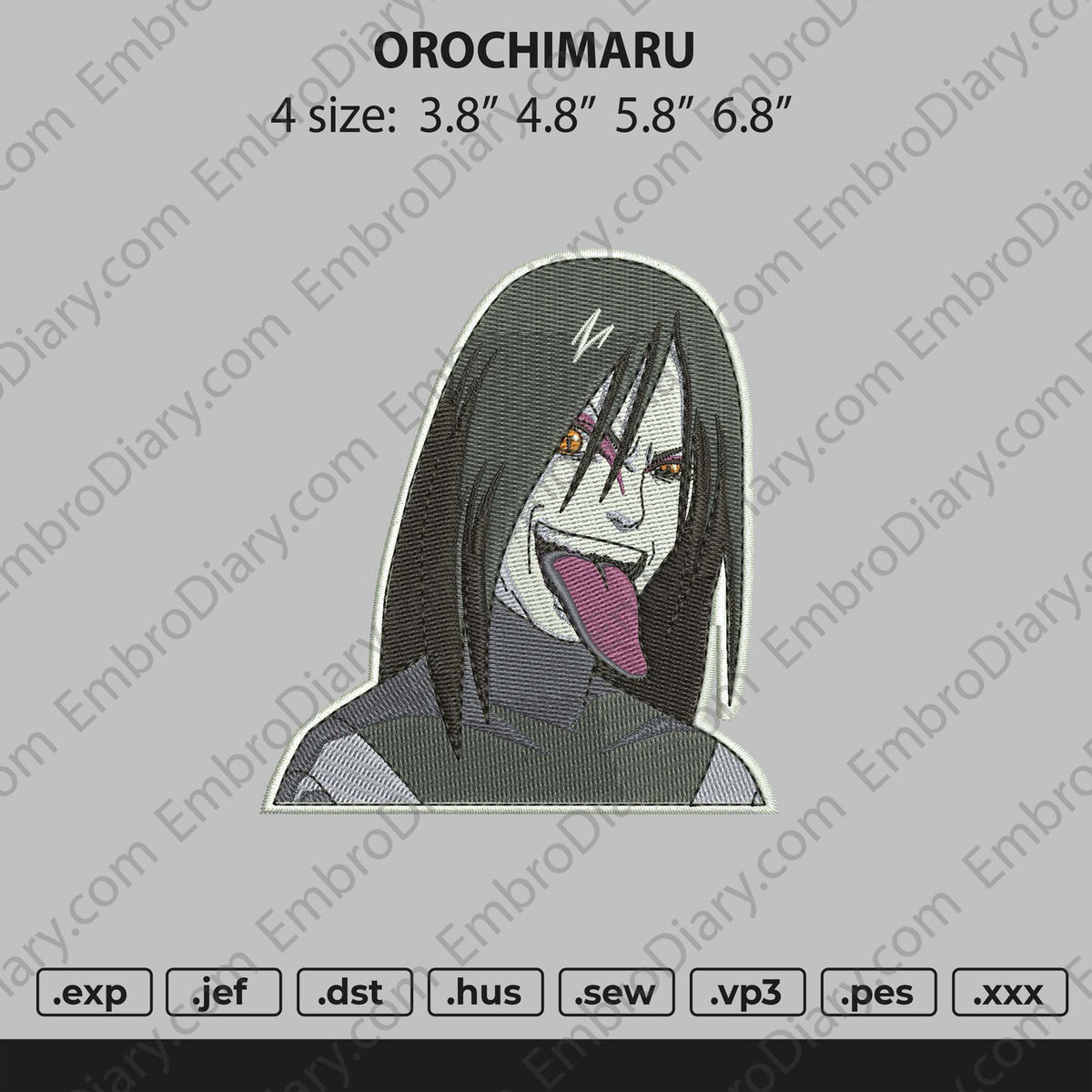 Orochimaru Eyes Embroidery Design – Anime Naruto Machine Embroidery File