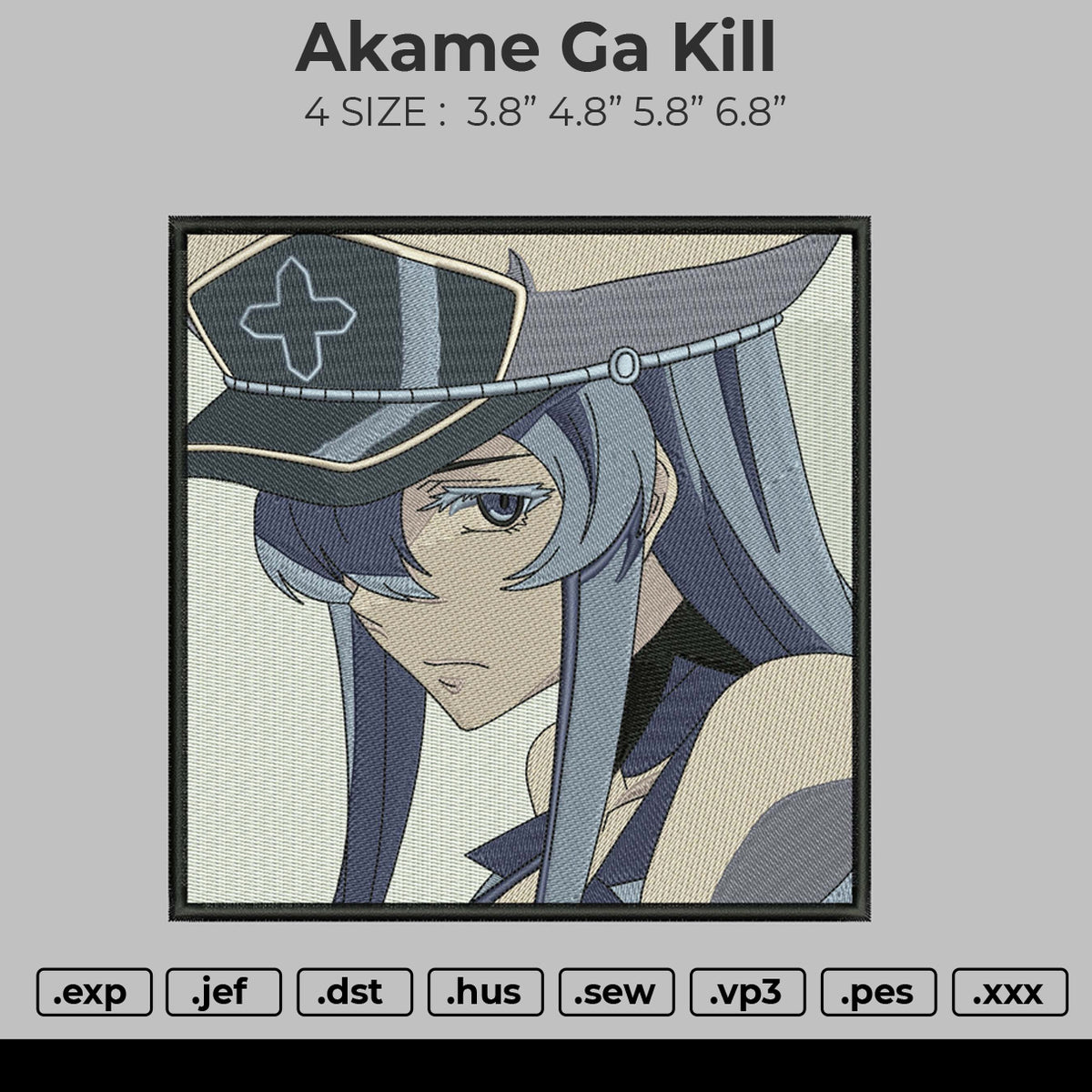 Esdeath Embroidery Design File, Akame ga Kill Anime Embroide