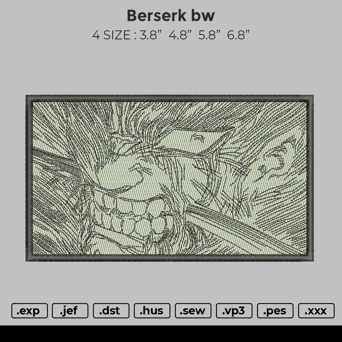 Berserk V6 Embroidery File 6 sizes – embroiderystores