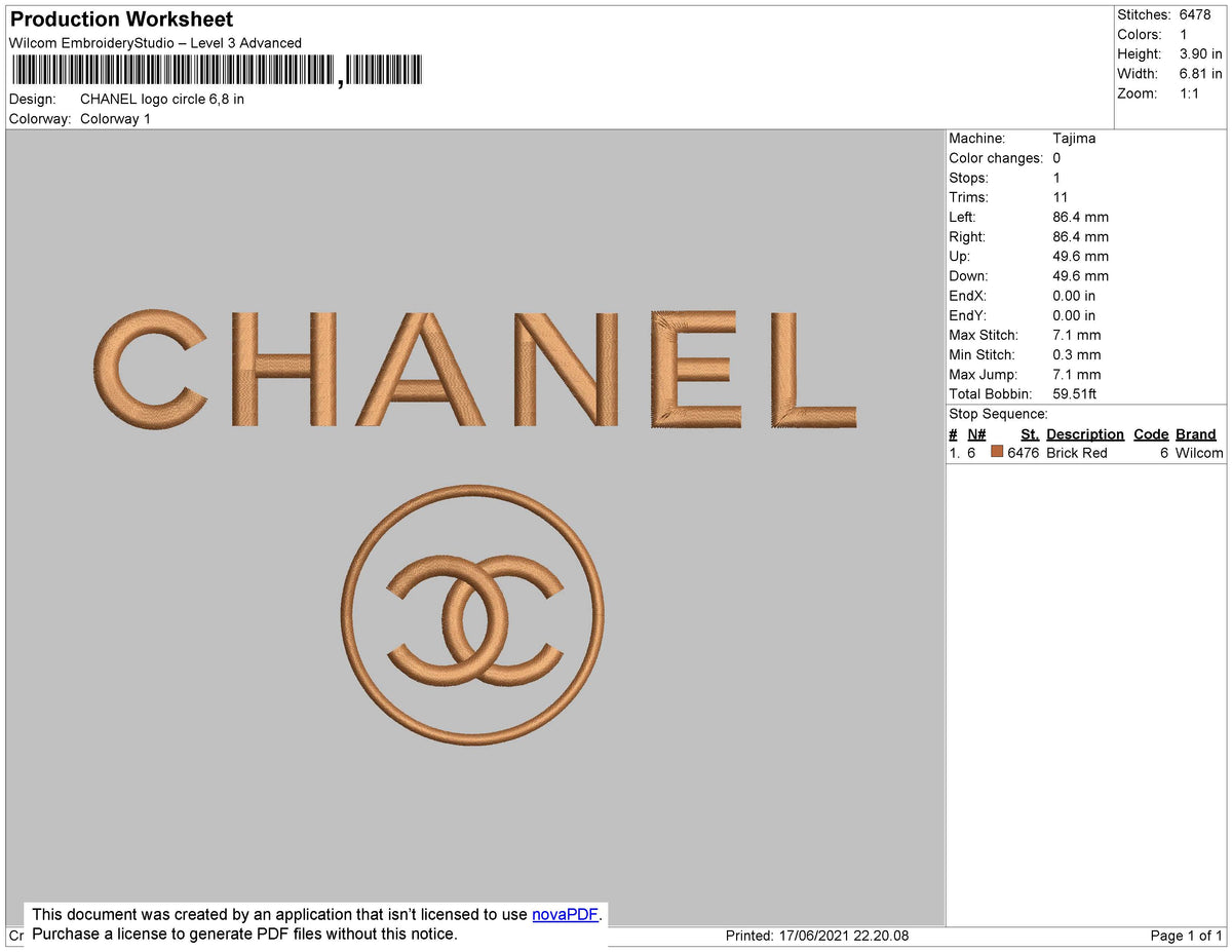 Chanel logo embroidery design