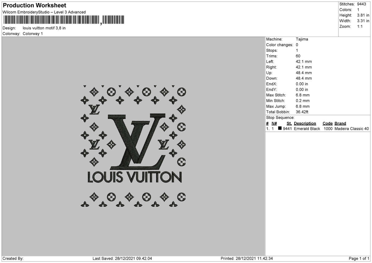 Buy Louis Vuitton LV Ladybug Logo Embroidery Dst Pes File online in USA