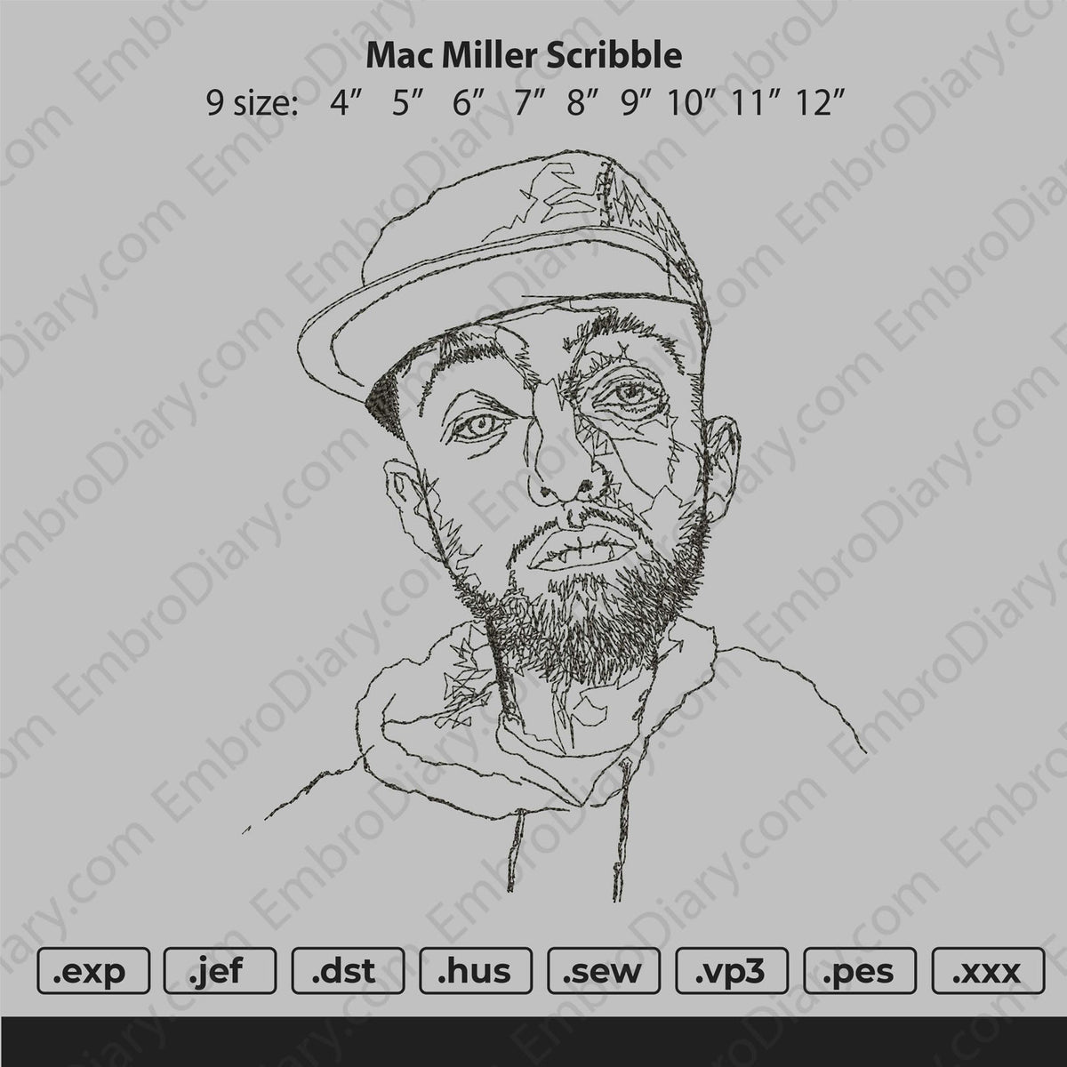 Mac Miller Scribble Embroidery embroiderystores 