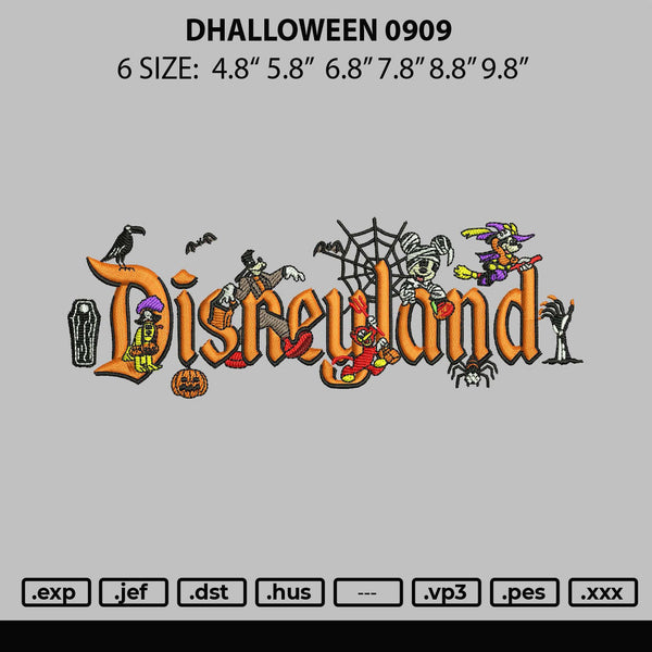 Dhalloween 0909 Embroidery File 6 sizes