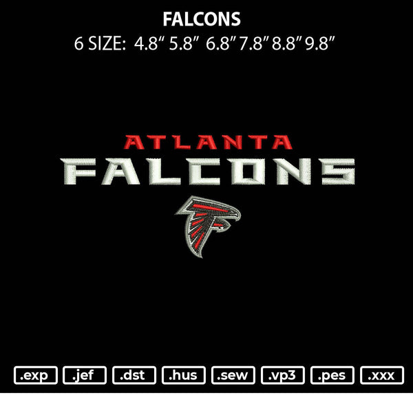 Falcons Embroidery File 6 sizes