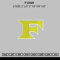 F Logo Embroidery File 6 sizes