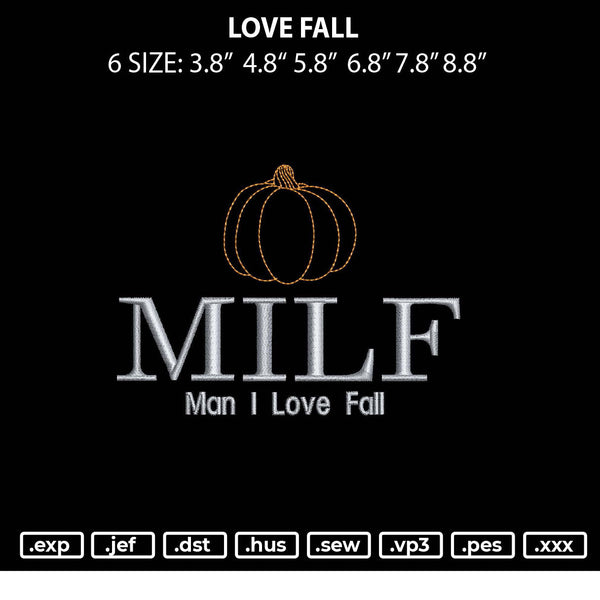 Love Fall Embroidery File 6 sizes