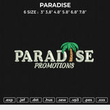 PARADISE Embroidery File 6 size