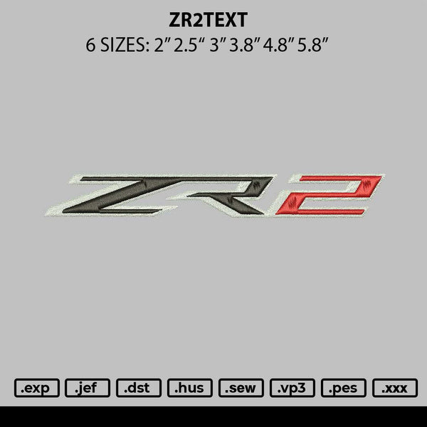 Zr2text Embroidery File 6 sizes