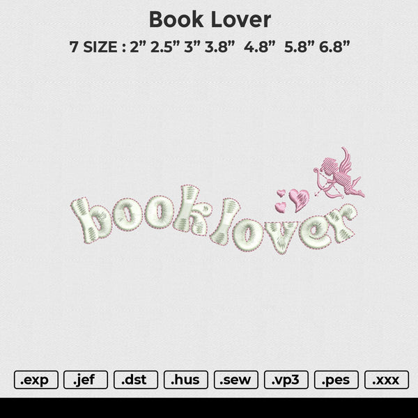 Book lover Embroidery File 6 size