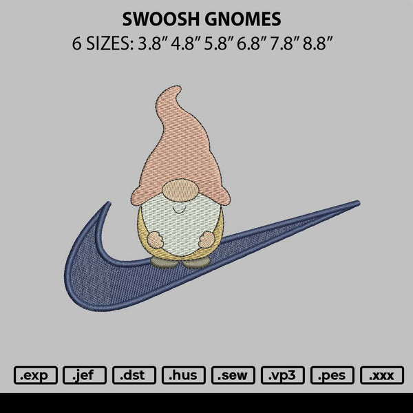 Swoosh Gnomes Embroidery File 6 sizes