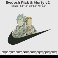 Swoosh Rick & Morty v2 Embroidery File 6 size