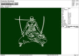 Zoro Outline 03 Embroidery File 6 sizes