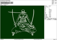 Zoro Outline 03 Embroidery File 6 sizes