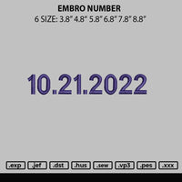 Embo Number Embroidery File 6 sizes