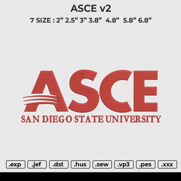 ASCE v2 Embroidery File 6 size