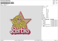 Barbie Star Embroidery File 6 sizes