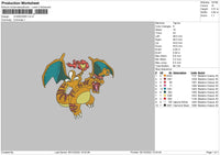 Charizard Embroidery File 6 sizes