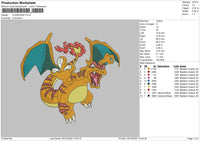 Charizard Embroidery File 6 sizes