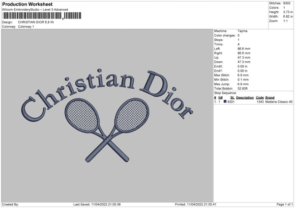 Christian Dior round logo machine embroidery files download