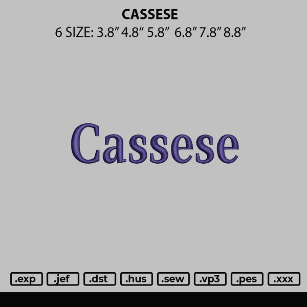 Casses Embroidery File 6 sizes