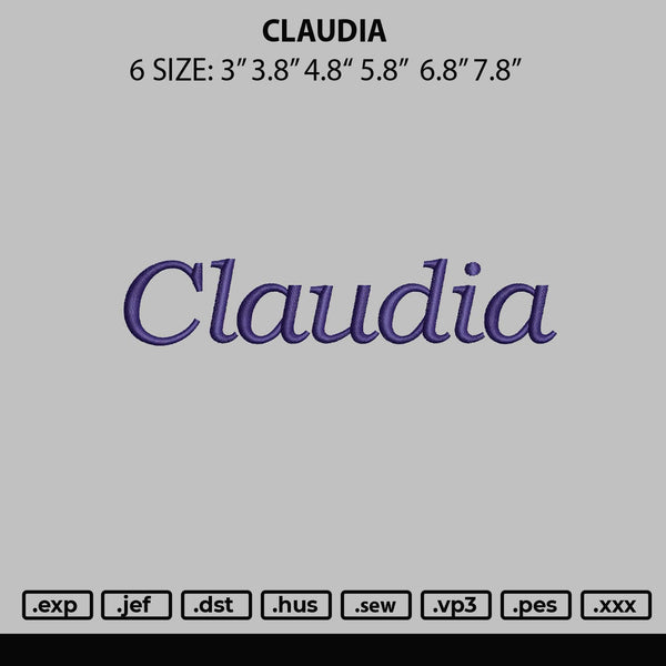 Claudia Embroidery File 6 sizes