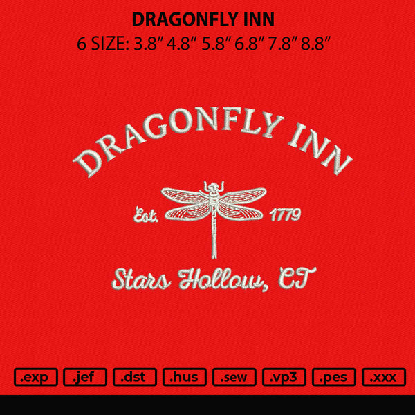 Dragonfly Inn Embroidery File 6 sizes