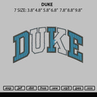 Duke Embroidery File 6 sizes