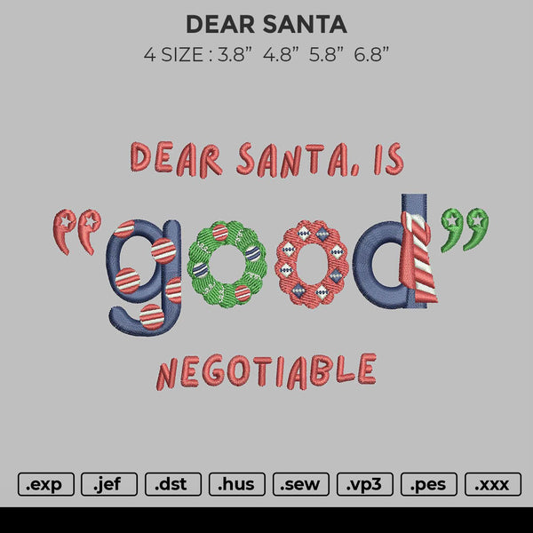 Dear Santa Embroidery