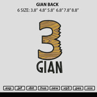 Gian Back Embroiery File 6 sizes