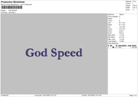 God Speed Embroidery File 6 sizes