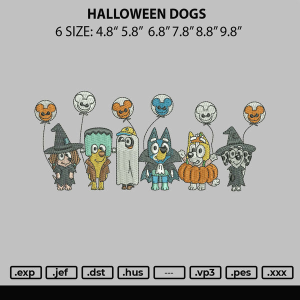 Halloween Dogs Embroidery File 6 sizes