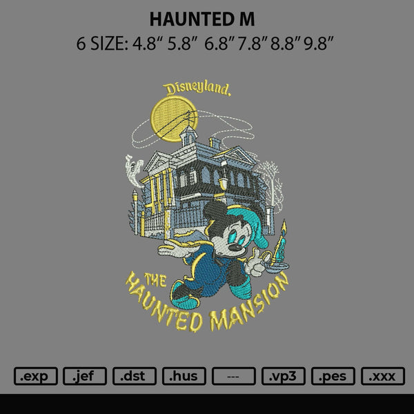 Haunted M Embroidery File 6 sizes