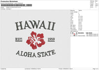 HAWAII ALOHA STATE Embroidery