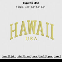 Hawaii Usa Embroidery