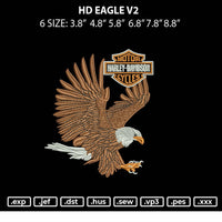 Hd Eagle V2 Embroidery File 6 sizes