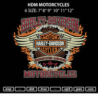 Hd Motorcycles Big Sizes Embroidery File 6 sizes