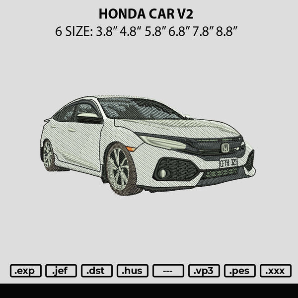 Honda Car V2 Embroidery File 6 sizes