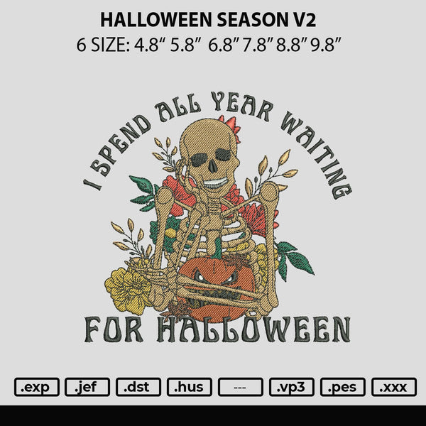 Halloween Season V2 Embroidery File 6 sizes