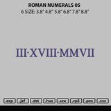 Roman Numerals 05 Embroidery File 6 sizes