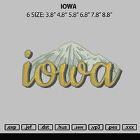 Iowa Embroidery File 6 sizes