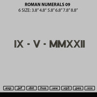 Roman Numerals 09 Embroidery File 6 sizes