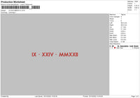 Ix Xxiv Mmxxii Embroidery File 6 sizes