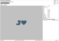 J Love Embroidery File 6 sizes