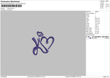 K Heart Logo Embroidery File 6 sizes