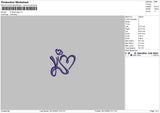 K Heart Logo Embroidery File 6 sizes