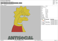 lisa simpson antisocial Embroidery